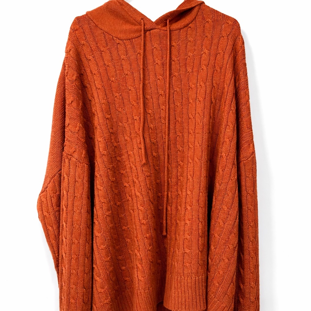 BloomChic Cable Knit Hooded Sweater - Orange Size US 28